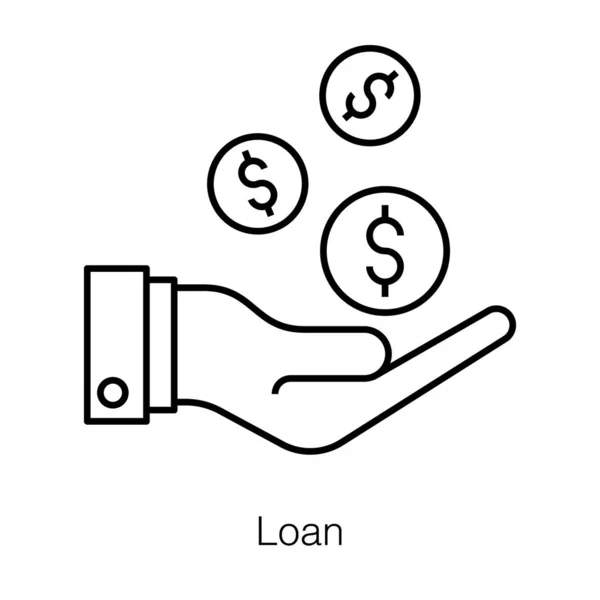 Dollar Hand Trendy Line Design Vector Loan Amount Icon — Stock Vector