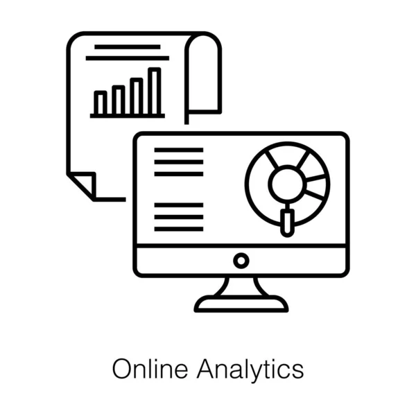 Tecnología Informática Con Diagrama Estadístico Icono Analítico Línea — Vector de stock