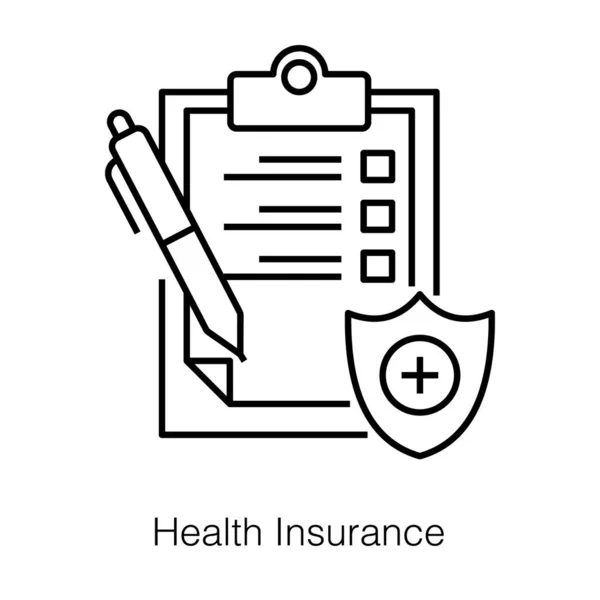 健康保険のアイコンをラインスタイルで 白い背景に隔離された医療保険のシンボル — ストックベクタ