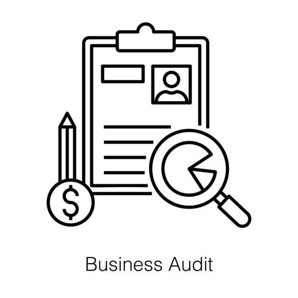Business Audit Examination Company Financial Statements Icon Line Design — 图库矢量图片