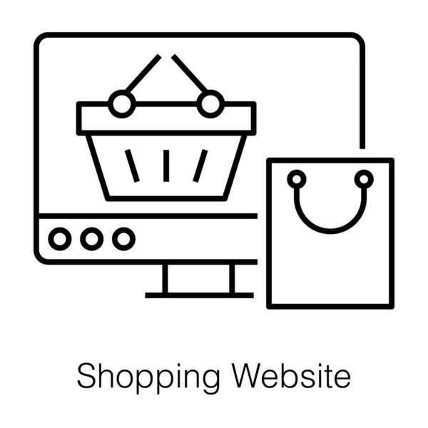 Icono Del Sitio Web Compras Línea Diseño Sobre Fondo Blanco — Vector de stock