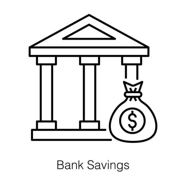 Edificio Del Banco Con Bolsa Dinero Que Representa Icono Ahorro — Vector de stock