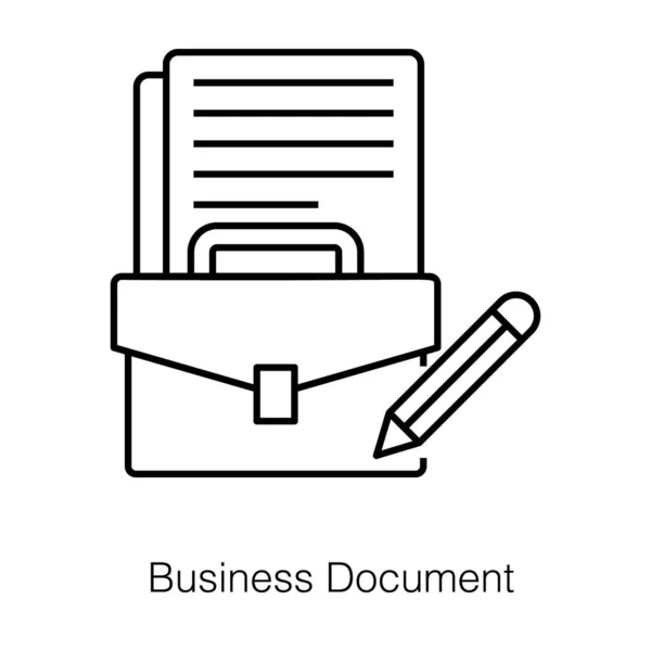 Briefcase Document Pen Business Document Icon Line Design — Stock Vector