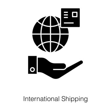 Beyaz arkaplan üzerinde sağlam tasarım içeren küresel lojistik simgesi.