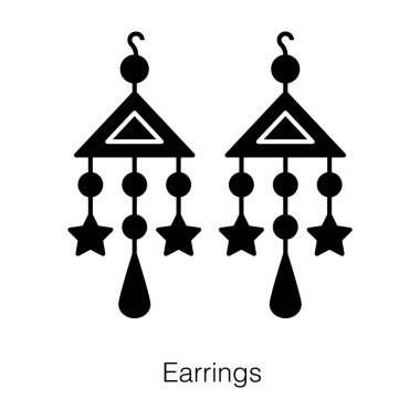 Ear drops ornaments, earrings solid icon