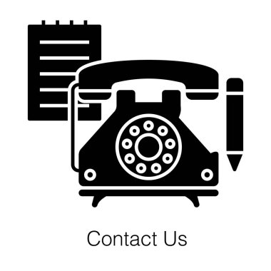 Contact us, telephone landline solid icon