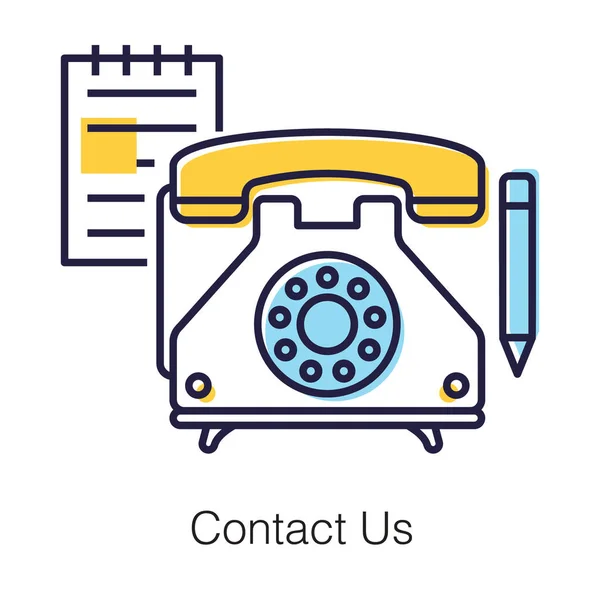 Kontaktieren Sie Uns Telefon Festnetz Flat Symbol — Stockvektor