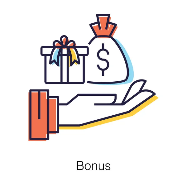 Bonus and rewards, gifts in hand flat icon