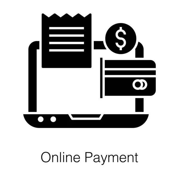 Card Payment Invoice Online Payment Solid Vector — ストックベクタ