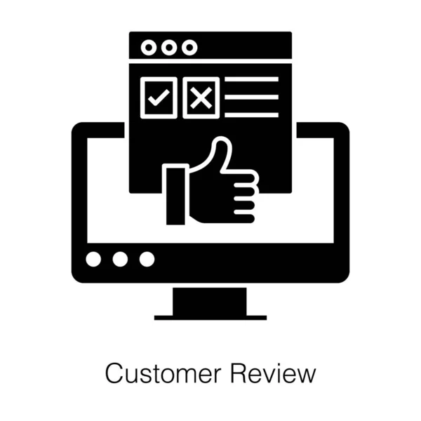 Online Feedback Customer Reviews Solid Icon — Stockový vektor