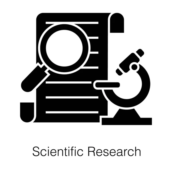 Μικροσκοπική Ανάλυση Εγγράφων Επιστημονική Έρευνα Στερεό Εικονίδιο — Διανυσματικό Αρχείο