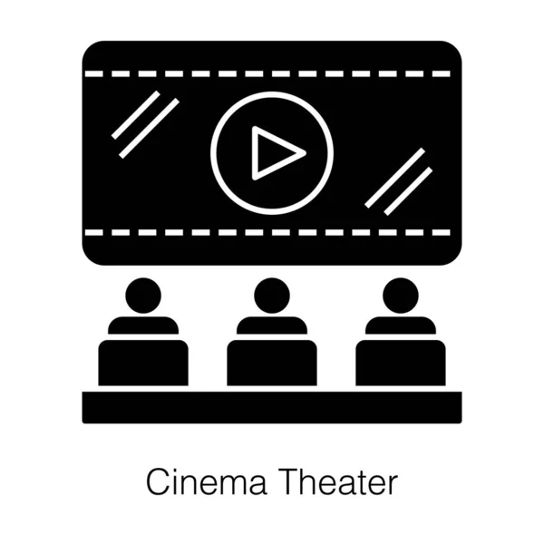 Teatro Cine Sala Con Una Audiencia Icono Sólido — Vector de stock