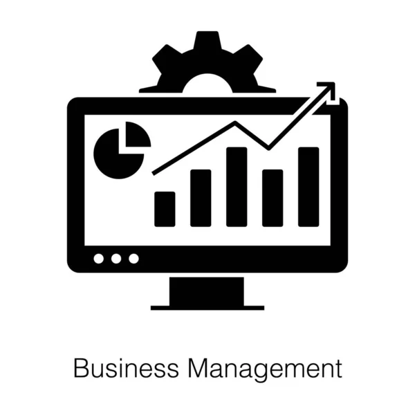 Gráfico Análisis Datos Monitor Con Engranaje Icono Gestión Empresarial Lleno — Vector de stock