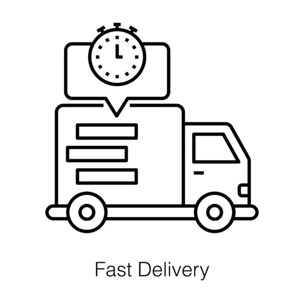 Delivery Time Fast Delivery Concept Line Style — Stock Vector