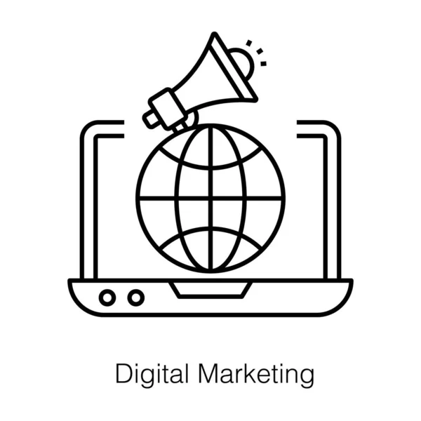 Marketing Viral Global Través Web Internet Icono Línea Marketing Digital — Vector de stock