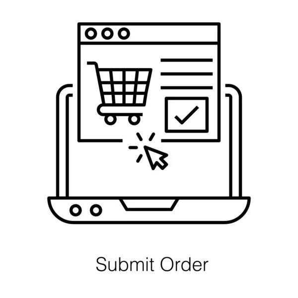 Compras Línea Con Sitio Web Enviar Icono Línea Pedido — Vector de stock