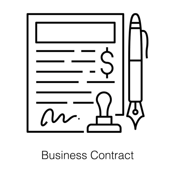 Verified Document Business Contract Line Icon — Stock Vector