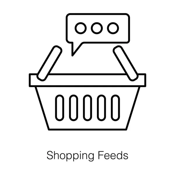 Productreviews Mand Met Berichtbel Shopping Feeds Line Icoon — Stockvector