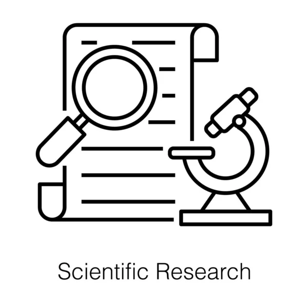 Mikroszkopikus Dokumentumelemzés Tudományos Kutatási Vonal Ikonja — Stock Vector