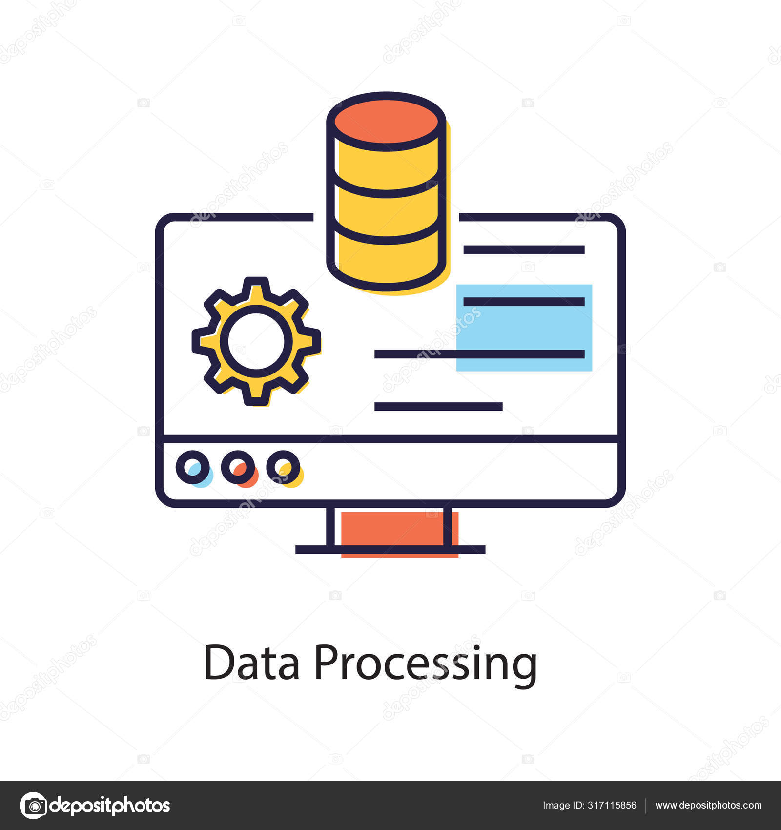 Equipo Base Datos Dentro Computadora Portátil Icono Procesamiento Datos  Vector de stock #317115856 de ©vectorspoint, image size:1600x1700