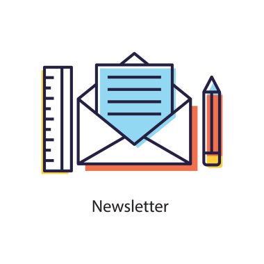 İzole edilmiş arkaplanda düz dizaynlı bülten simgesi.