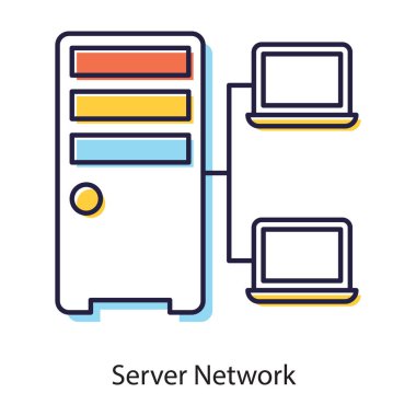 Düz tasarımda veri sunucusu ağ vektörü 