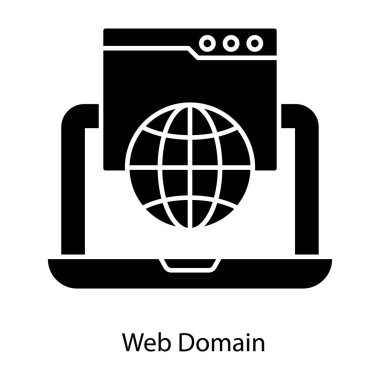 Web alan adı simgesi web sayfasında dünya konsepti.