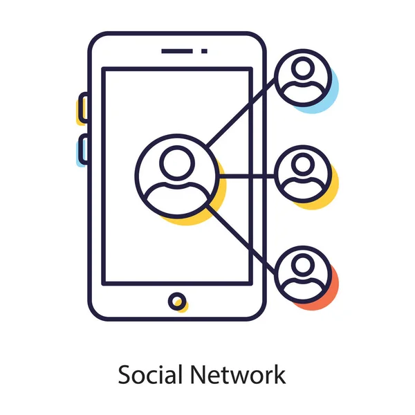 Avatare Verbunden Netzwerk Mit Mobilen Sozialen Netzwerk Symbol — Stockvektor