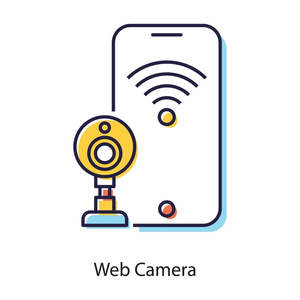 Live Communicatie Apparaat Vlakke Vector Ontwerp Van Web Camera Icoon — Stockvector