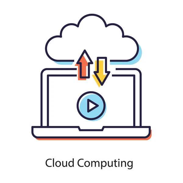 Icône Conceptuelle Icône Cloud Computing Téléchargement Téléchargement Données Concept — Image vectorielle