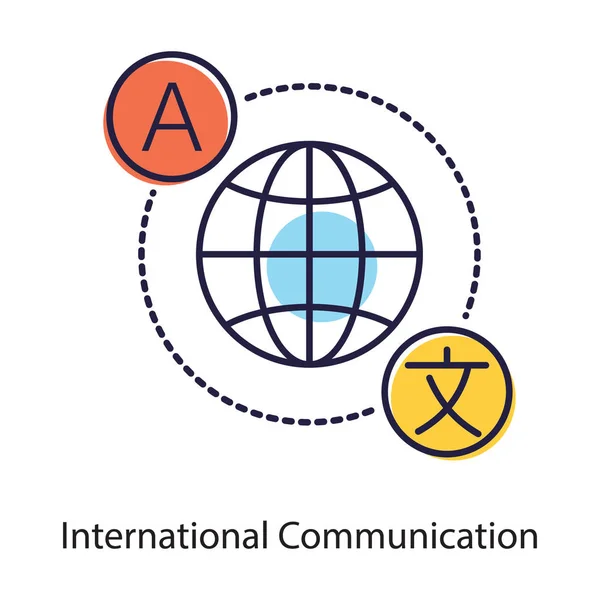 Ícone Design Plano Comunicação Internacional —  Vetores de Stock