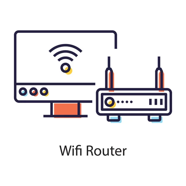 Düz Tasarımda Internet Sağlayıcı Aygıtı Wifi Router Aygıtı — Stok Vektör