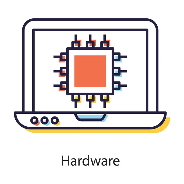 Mikročip Uvnitř Notebooku Koncept Hardwarové Ikony — Stockový vektor