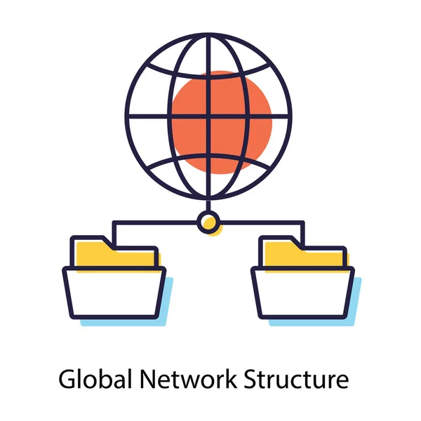 Globus Verbunden Mit Archiv Globales Netzwerk Symbol — Stockvektor