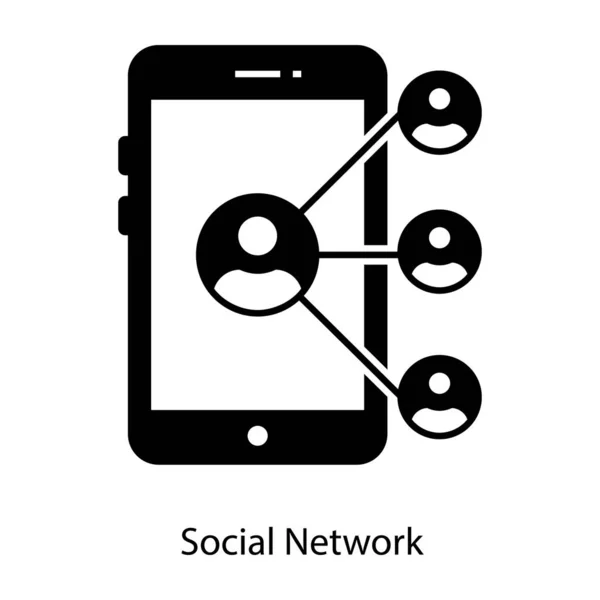 Avatars Aangesloten Netwerk Met Mobiel Sociaal Netwerk Icoon — Stockvector