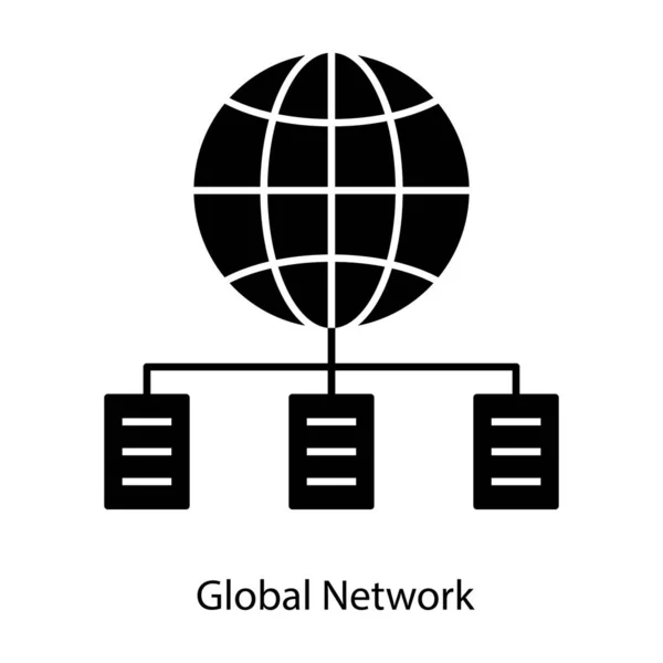 Globális Hálózati Ikon Szilárd Vektoros Kialakítása Elszigetelt Alapon — Stock Vector