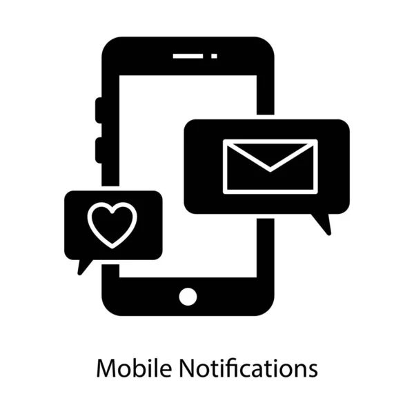 Busta Con Smartphone Icona Notifica Mobile — Vettoriale Stock