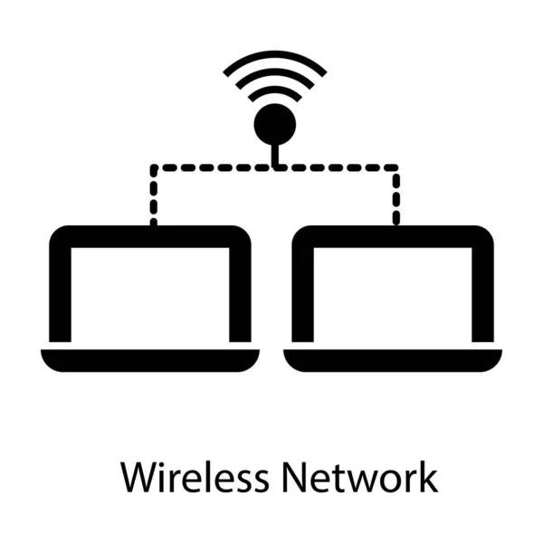 Portátiles Conectados Través Wifi Red Inalámbrica — Vector de stock