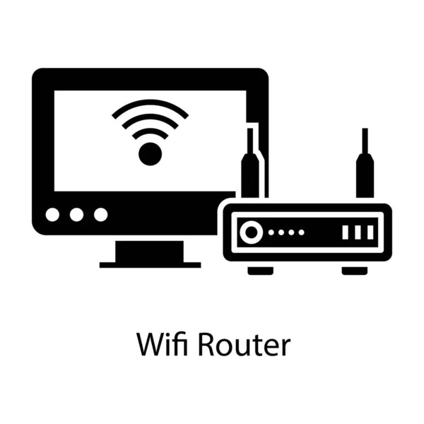 Internet Provider Apparaat Wifi Router Gadget Gevuld Ontwerp — Stockvector