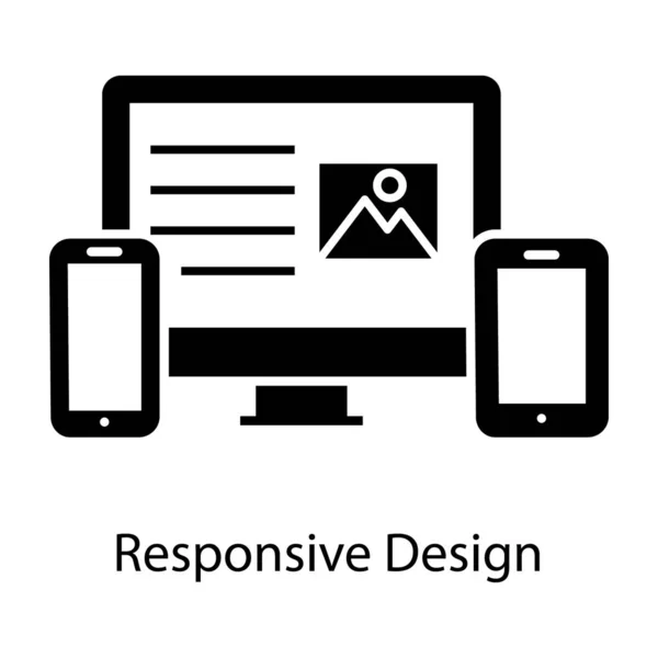 Adaptives Konzept Gefülltes Design Der Responsiven Design Ikone — Stockvektor