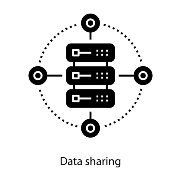 Icona Concettuale Della Condivisione Dei Dati Nella Progettazione Riempita — Vettoriale Stock