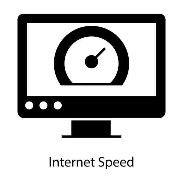 Velocímetro Dentro Del Monitor Icono Velocidad Internet — Archivo Imágenes Vectoriales