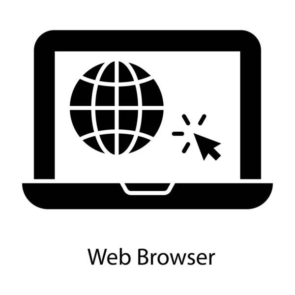 Globe Laptop Web Browser Icon Filled Design — Stock Vector