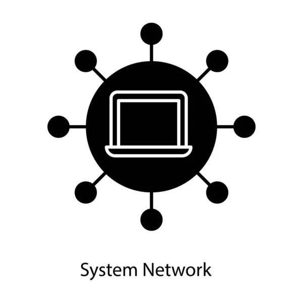 Laptop Umgeben Von Knoten System Netzwerk Vektor — Stockvektor