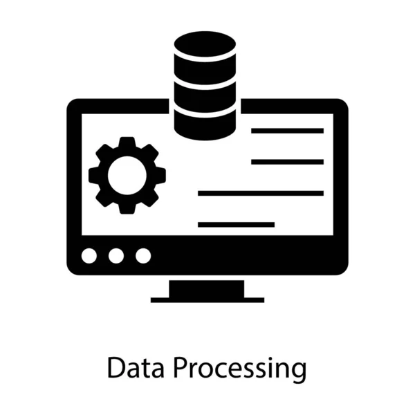 Gear Database Laptop Data Processing Icon — Stock Vector