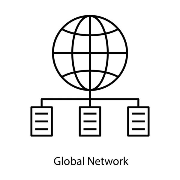 Conception Vectorielle Ligne Icône Réseau Mondial Sur Fond Isolé — Image vectorielle