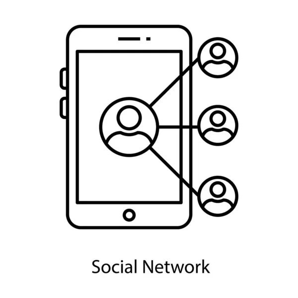 Avatars Réseau Connecté Avec Mobile Icône Réseau Social — Image vectorielle