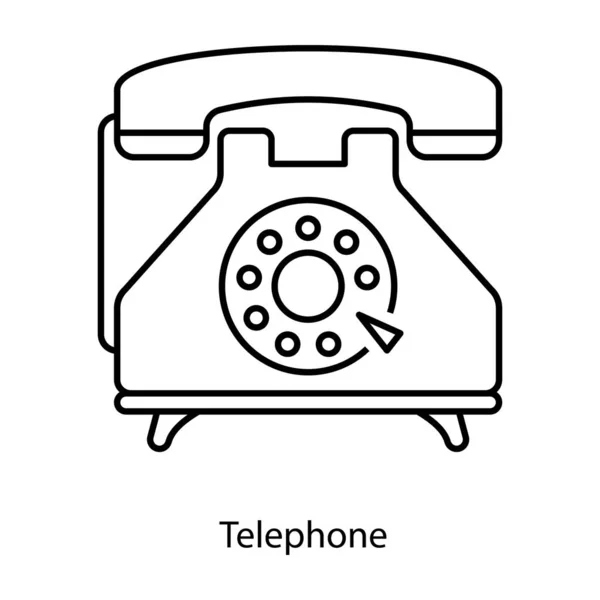 Meio Comunicação Mais Rápido Vintage Ícone Telefone Fixo Estilo Linha — Vetor de Stock