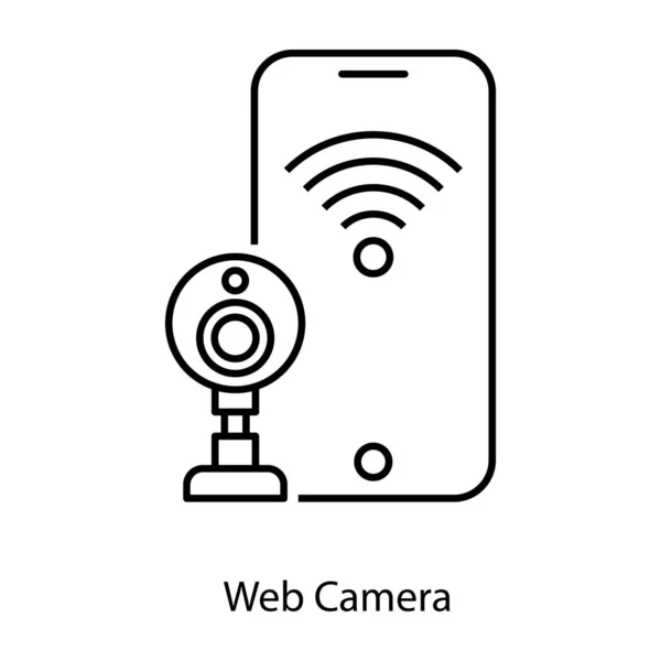 Dispositivo Comunicação Vivo Design Vetor Linha Ícone Câmera Web — Vetor de Stock