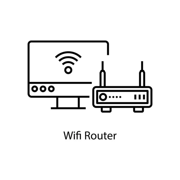 Internet Provider Apparaat Wifi Router Gadget Lijn Ontwerp — Stockvector